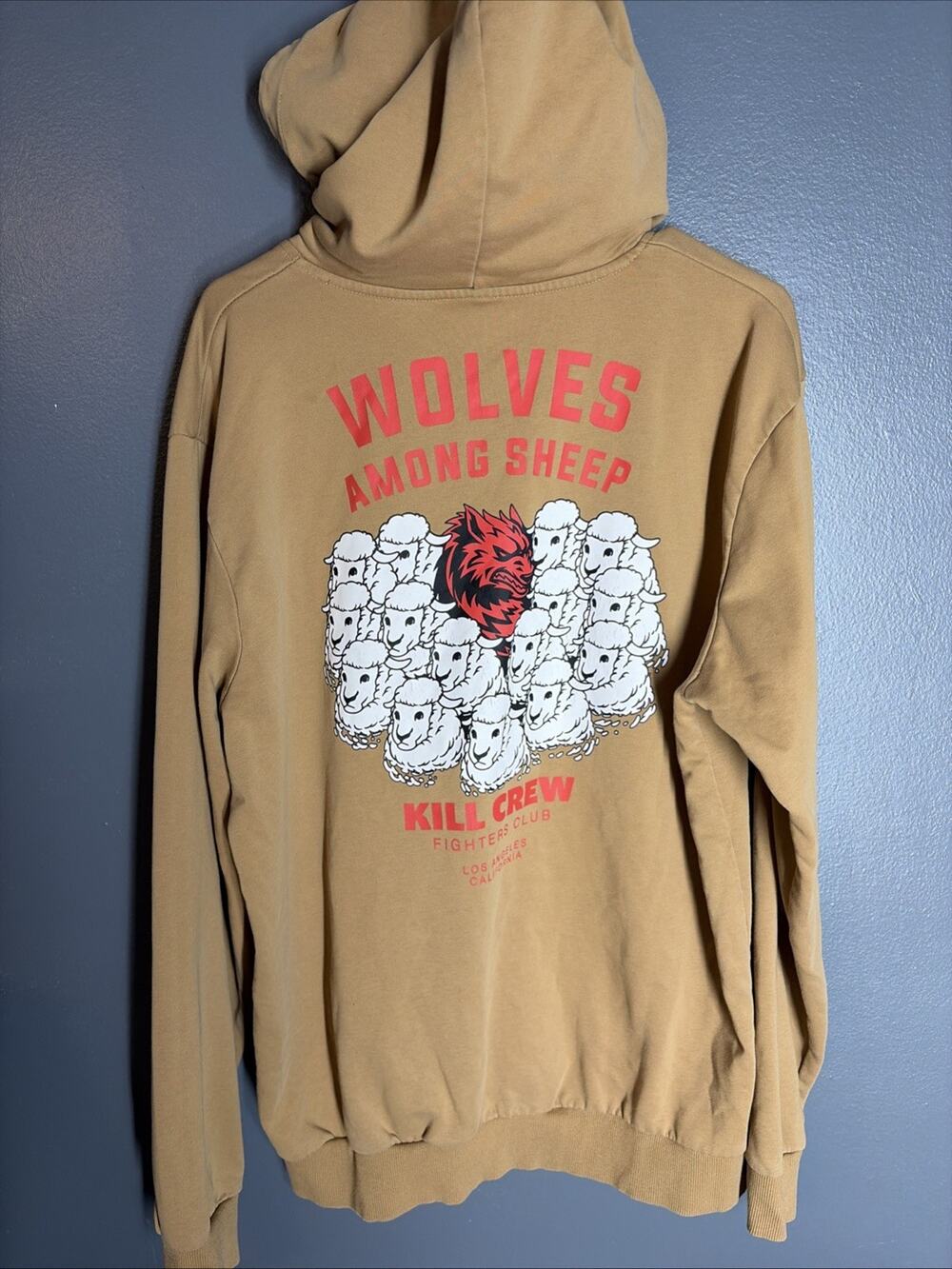 Kill Crew Hoodie Mens Large Brown Wolves Among Sheep Fighters Club Porrada